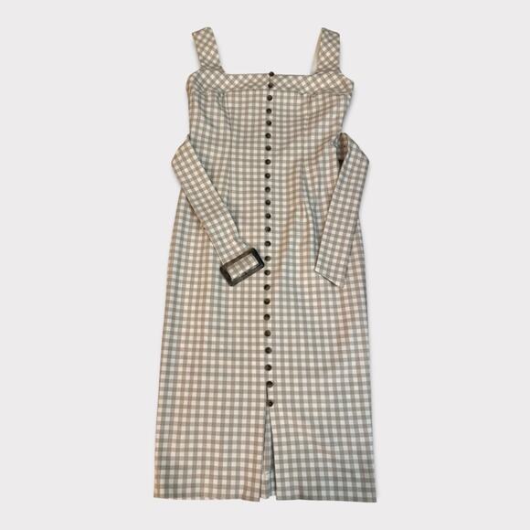 White House Black Market Gingham Button-Front Dress - Size 00 - Picture 7 of 12